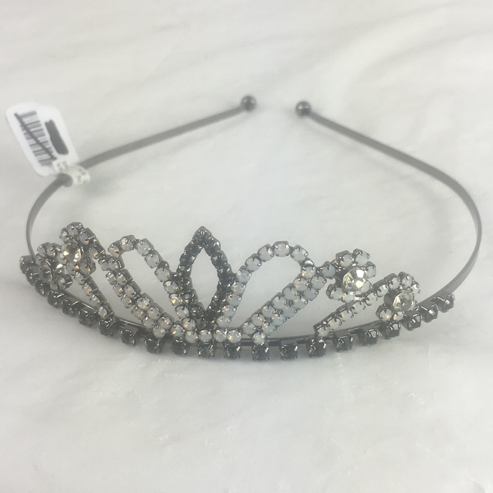 New Free people crystal crown tiara silver tone black and pink - Picture 2 of 5